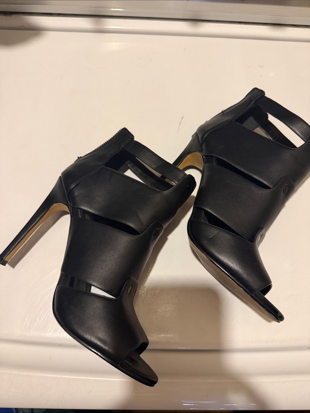 Express Black Cutout Leather High Heel Sandals